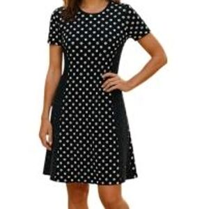MICHAEL Michael Kors Black and White Polka Dot Midi Dress Size Large & Med